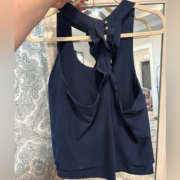 Navy ruffle back top - Picture 2 of 2